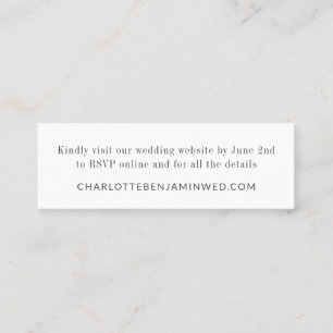 Moderne Elegant White RSVP Online Website Mini Kaa Mini Visitekaartje