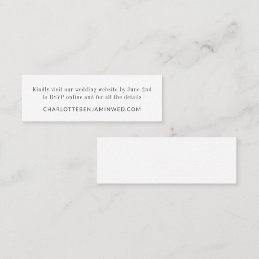 Moderne Elegant White RSVP Online Website Mini Kaa Mini Visitekaartje (Voorkant / Achterkant)
