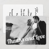 Moderne Elegant White Script Weduwfoto Bedankkaart (Voorkant / Achterkant)