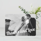 Moderne Elegant White Script Weduwfoto Bedankkaart (Staand voorkant)