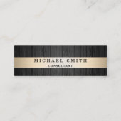 Moderne Elegant Wood Background Faux Gold Striped Mini Visitekaartje (Voorkant)