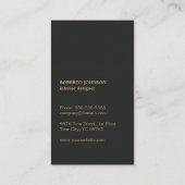Moderne Elegant Wooden Black Interior Designer Visitekaartje (Achterkant)