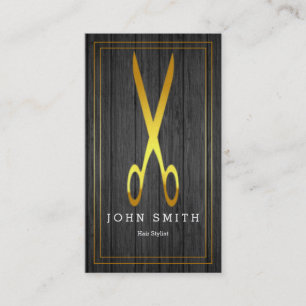 Moderne Elegant Wooden Faux Gold Hair Stylist Visitekaartje