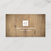Moderne Elegant Wooden Monogram Binnenlandse Ontwe Visitekaartje (Voorkant)