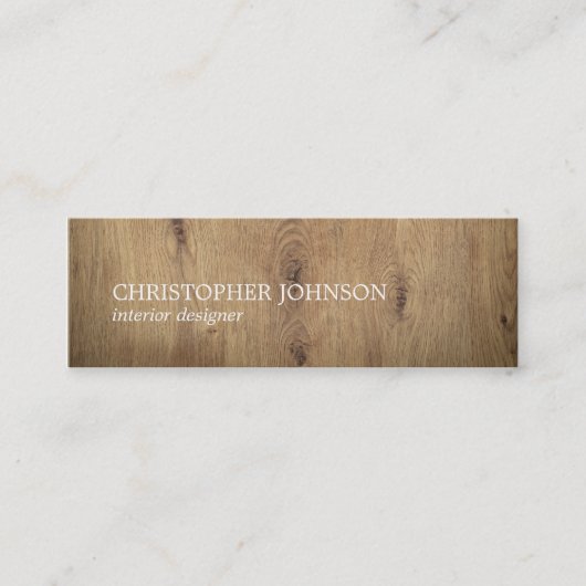 Moderne Elegant Wooden White Interior Designer Mini Visitekaartje (Voorkant)