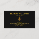 Moderne Elegant Yellow Pineapple Logo op zwart Visitekaartje (Achterkant)