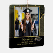 Moderne Elegant Zwart en Goud Afstuderen foto Keramisch Ornament (Rechts)