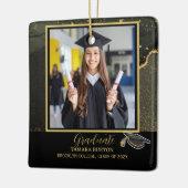 Moderne Elegant Zwart en Goud Afstuderen foto Keramisch Ornament (Links)