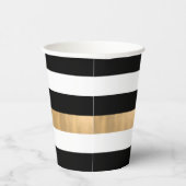 Moderne elegant zwart, wit en gouden strips papieren bekers (Rechts)