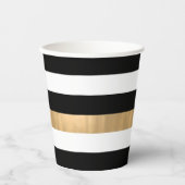 Moderne elegant zwart, wit en gouden strips papieren bekers (Voorkant)