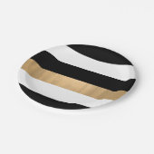 Moderne elegant zwart, wit en gouden strips papieren bordje (Gekanteld)