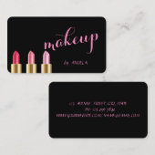 Moderne elegant zwart-wit, lipstick visitekaartje (Voorkant / Achterkant)