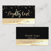 Moderne Elegant, zwarte, gouden Confetti Kaart Klantenkaartje (Voorkant / Achterkant)