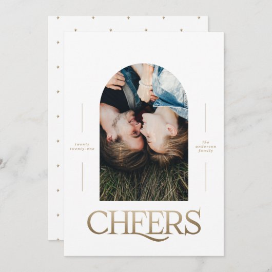 Moderne elegante 1 foto typografie gouden Kerstmis (Voorkant / Achterkant)