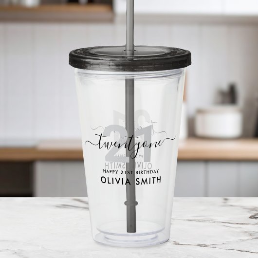 Moderne elegante 21e verjaardag acryl drinkbeker