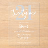 Moderne elegante 21e verjaardag acryl uitnodigingen (Voorkant)