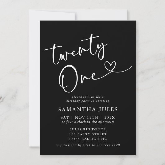 Moderne elegante 21e verjaardag kaart (Voorkant)