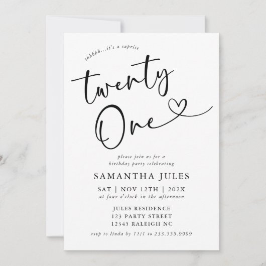 Moderne elegante 21e verjaardag kaart (Voorkant)