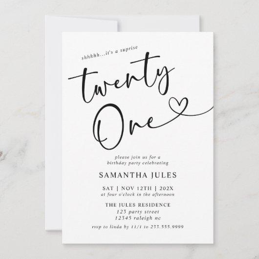 Moderne elegante 21e verjaardag kaart (Voorkant)