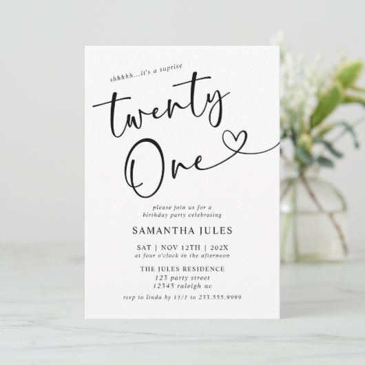 Moderne elegante 21e verjaardag kaart (Staand voorkant)