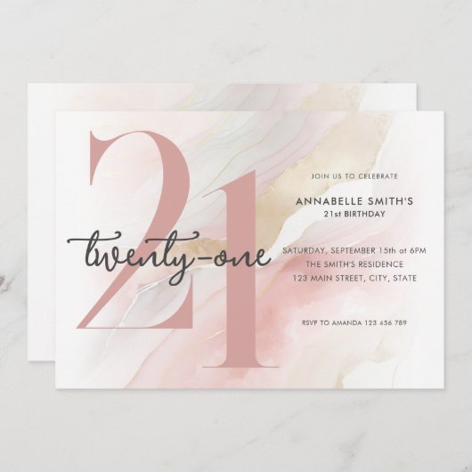 Moderne elegante 21e verjaardag kaart (Voorkant / Achterkant)