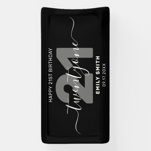 Moderne elegante 21e verjaardag spandoek (Verticaal)