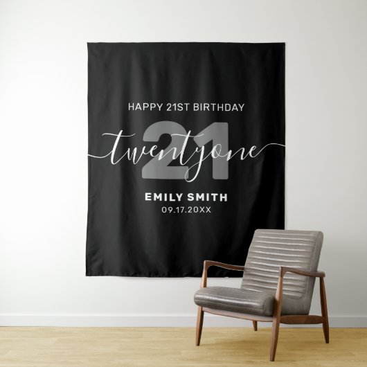 Moderne elegante 21e verjaardag wandkleed (In situ)