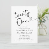 Moderne Elegante 21e Verjaardagsfeestje Kaart (Staand voorkant)