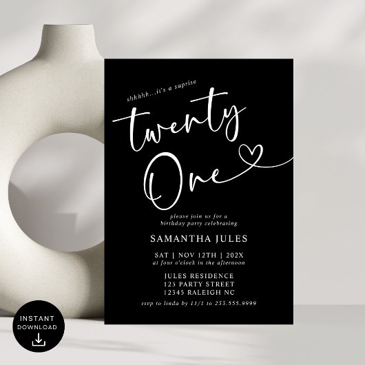 Moderne Elegante 21e Verjaardagsfeestje Kaart