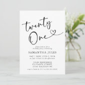 Moderne Elegante 21e Verjaardagsfeestje Kaart (Staand voorkant)
