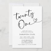 Moderne Elegante 21e Verjaardagsfeestje Kaart (Voorkant)