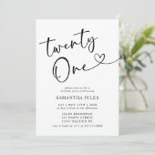 Moderne Elegante 21e Verjaardagsfeestje Kaart (Staand voorkant)