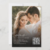 Moderne Elegante 2 Foto QR Code Alles in een bruil Kaart (Achterkant)