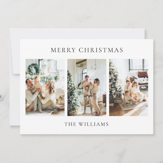 Moderne Elegante 3 Foto Collage Kerstmis Feestdagenkaart (Voorkant)