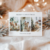 Moderne Elegante 3 Foto Collage Kerstmis Feestdagenkaart