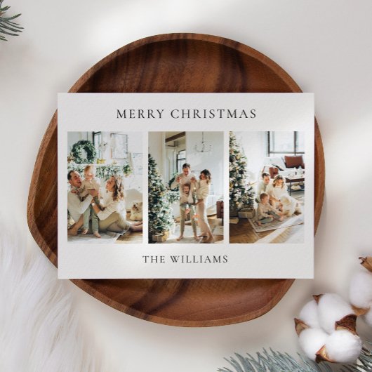 Moderne Elegante 3 Foto Collage Kerstmis Feestdagenkaart