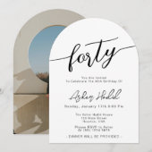 Moderne Elegante 40e Verjaardag Party Foto Kaart (Voorkant / Achterkant)