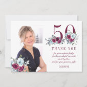 Moderne elegante 50e verjaardag foto bedankkaart (Voorkant)