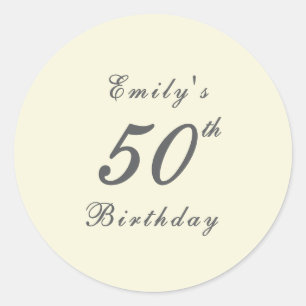 Moderne Elegante 50e Verjaardagsfeest Ronde Sticker