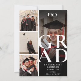 Moderne Elegante 5 Foto PhD Diploma Afstudeerfeest Kaart