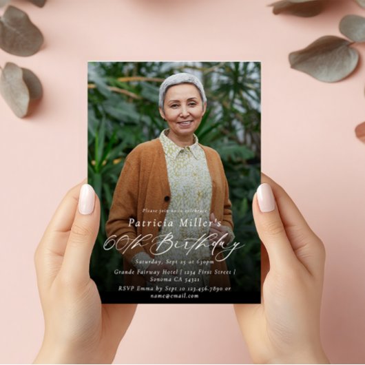 Moderne Elegante 60e Verjaardag Party Foto Kaart