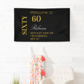 Moderne Elegante 60e Verjaardagsfeestje Zwart en G Spandoek (Insitu)