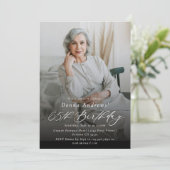 Moderne Elegante 65e Verjaardag Party Foto Kaart (Staand voorkant)