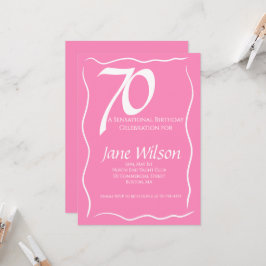 Moderne Elegante 70ste Verjaardagsuitnodiging Roze Kaart