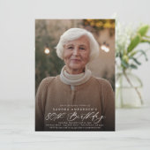 Moderne Elegante 80e Verjaardag Party Foto Kaart (Staand voorkant)