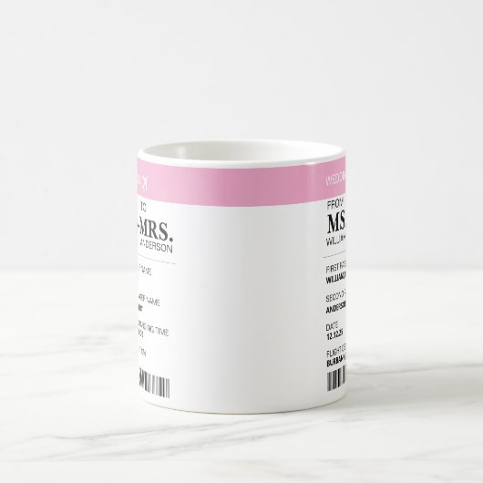 Moderne Elegante Aangepaste Bruid Wordt Aan Boord  Koffiemok (Center)