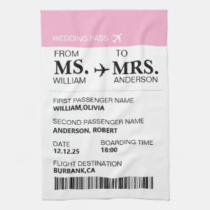 Moderne Elegante Aangepaste Bruid Wordt Instapkaar Theedoek