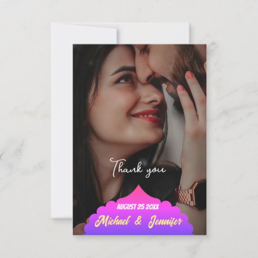 Moderne elegante aangepaste bruiloft dank u kaarte bedankkaart (Voorkant)