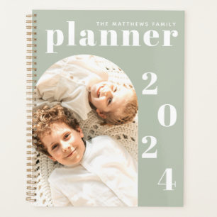 Moderne elegante aangepaste familiefoto 2024 kalen planner