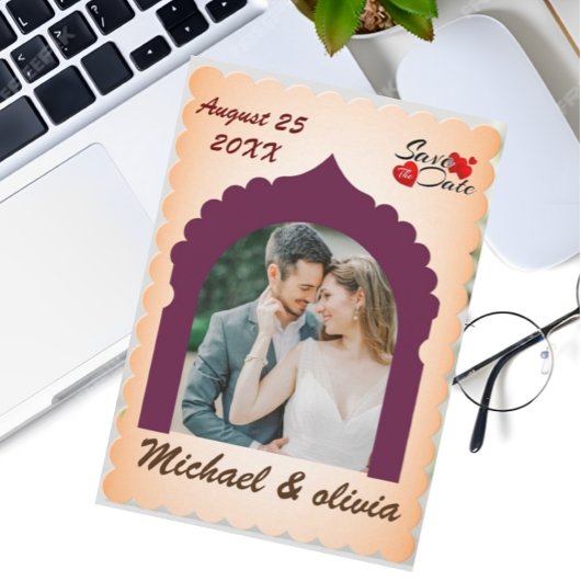 Moderne Elegante Aangepaste Foto Save the Date Kaa